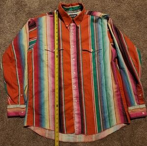 Vintage 90’s Wrangler Brushpopper Shirt Western Cowboy X Long Tails 17-35